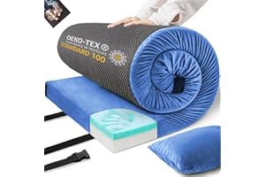 JOUHA Memory Foam Camping Mattress Sleeping Pad,3 Inch Waterproof Camping Mat to Portable Roll Up Mattress for Floor,Car,Tent Travel,Cot,Soft Thick Sleeping Mat for Kids Adults Camping Sleepover