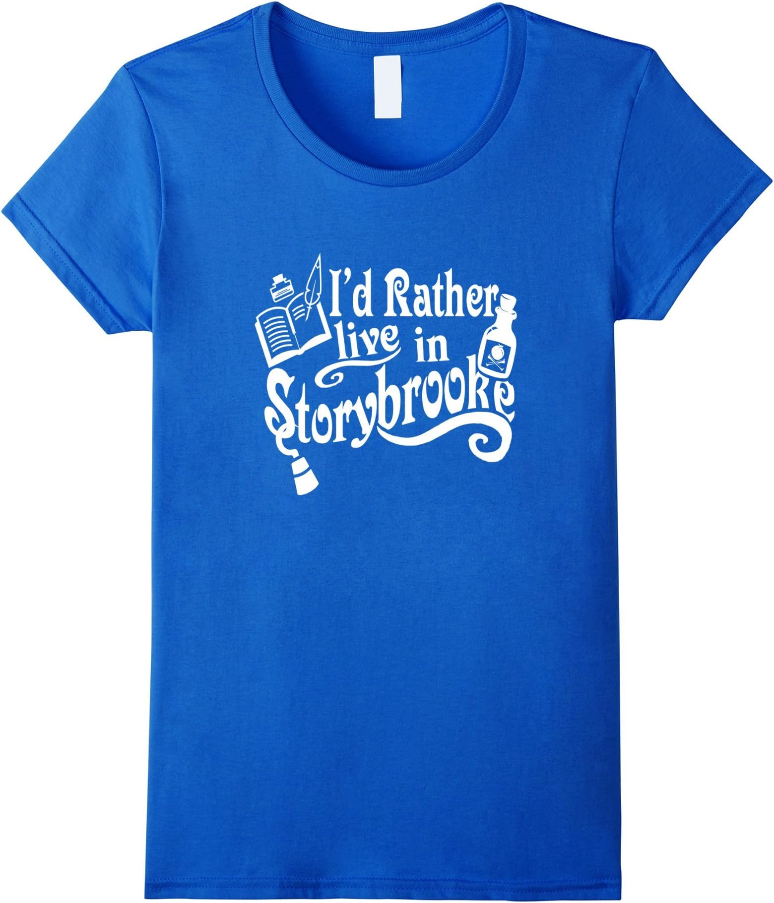 Women's I'd Rather Live in Storybrooke T-shirt Once Upon a Time Tee XL Royal Blue