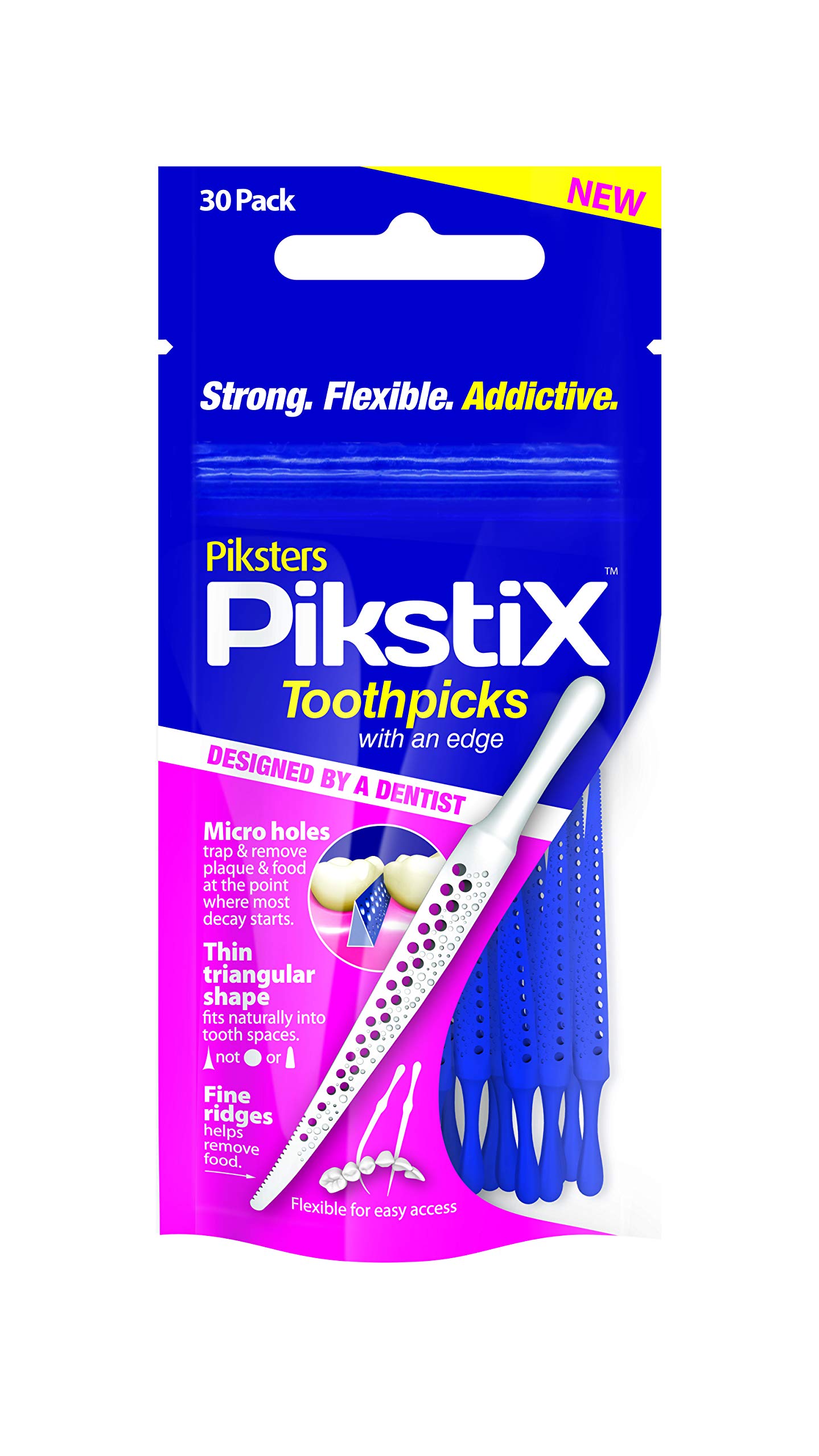 Piksters Pikstix Toothpicks for Plaque Removal, Pack of 30