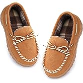 NCCB Boys House Slippers Memory Foam Moccasin Shoes Furry Plush Lining Non Slip Indoor Outdoor Boys Slippers for Big Kids Little Kids