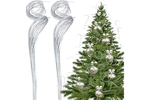Syhood 60 Stem Silver Christmas Curly Ting Ting Branches Xmas Glitter Curly Willow Branches Vase Filler Stems Tree Picks and Sprays for Christmas Decor, Wedding, Holiday and Home