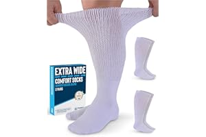 Doctor's Select 2 Pairs Extra Wide Socks for Swollen Feet - Bamboo Viscose Lymphedema Socks | Diabetic Bariatric Socks