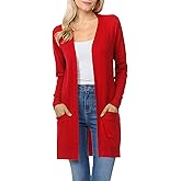Womens Light Weight Open Front Long Cardigan with Pockets