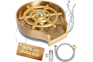 Solid Brass Glass Rinser for Kitchen Sink – Efficient, High-Pressure Cup Washer for Sink attachment – No Rust – 5 In. Wide Glass Cup Cleaner with all Install Parts by Ash Harbor