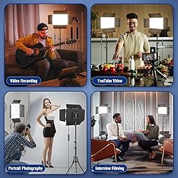 2 Pack LED Video Light Kit with Barn Door, Icceue