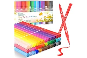 Niutop 36 Colors Fine & Brush Tip Dual Tip Coloring Marker Pens, Doodle Art Markers for Adult Coloring Books, Calligraphy Journaling, Art Supplies for Kids 9-12