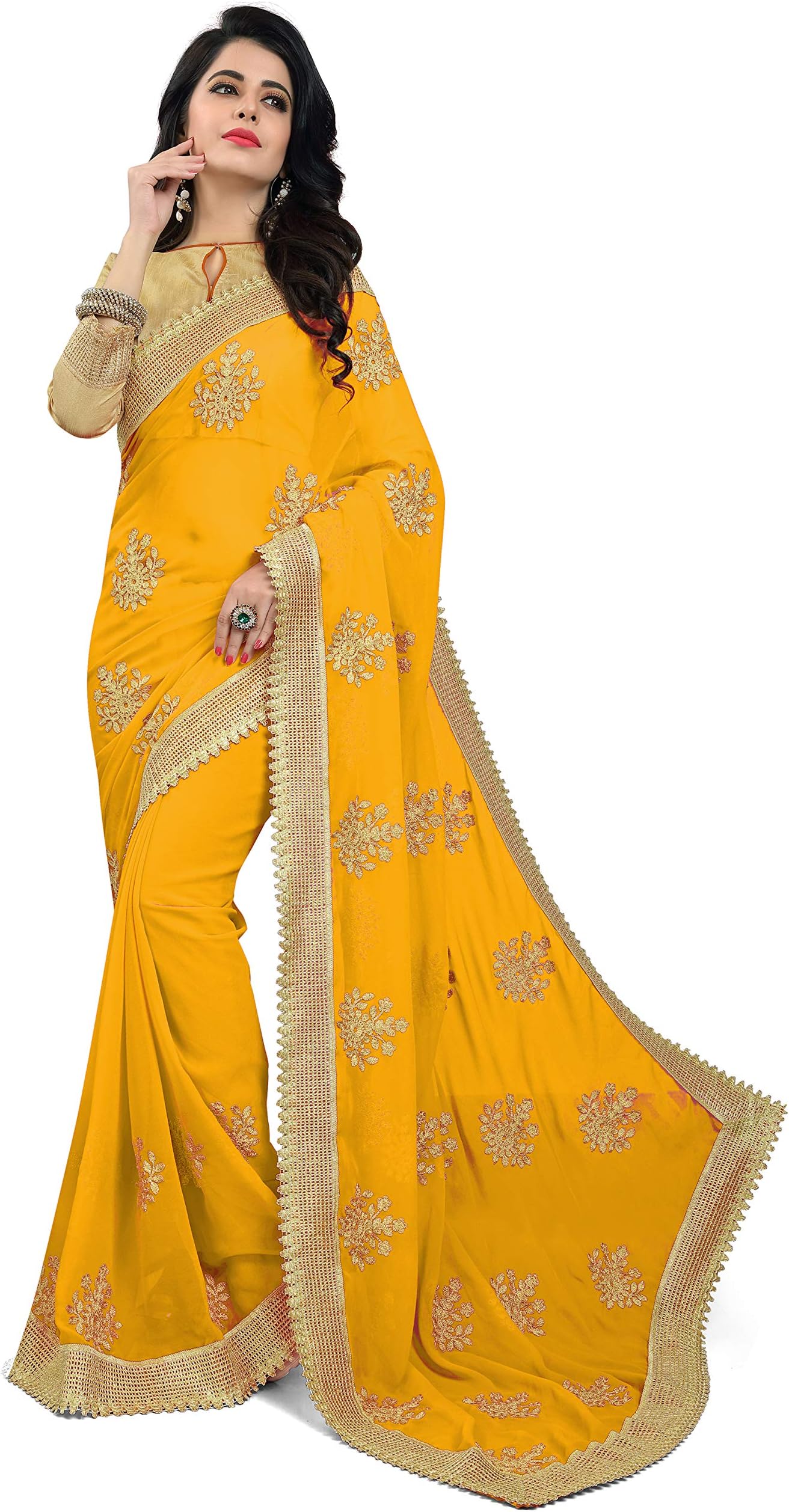 Women's Silk & Georgette Saree With Blouse
