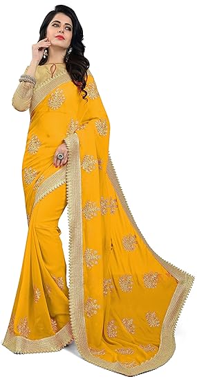 Women's Georgette Saree With Unstitched Blouse piece