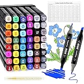 Vosyinm Alcohol Markers Set 48 Colors - Dual Tips Drawing Marker Alcohol Based Marker Pens for Adult Kids Coloring Painting Book Professional Art Supplies with Carrying Case
