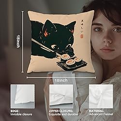 Fuasei Funny Vintage Black Cat Japanese Sushi Ramen