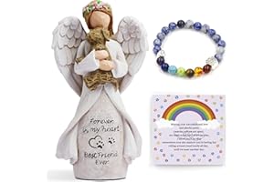 AUKEST Dog Memorial Gifts for Loss of Dog Sympathy Gift - Dog Bereavement Remembrance Gifts, Pet Loss Gifts Dog, Dog Passing Away Gifts Angel Figurines with 7 Chakra Rainbow Bridge Bracelet