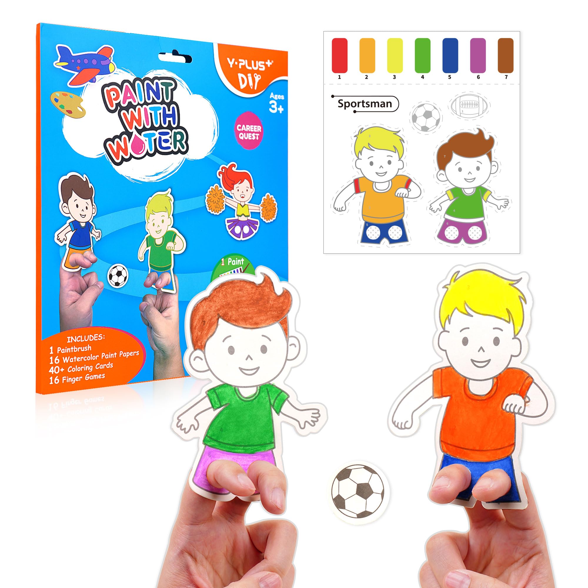 YPLUS Water Colouring Book for Children Painting Watercolour Paint Set Paper for Kids, Magic Book Arts and Crafts Gift for Drawing - Careers — image 1