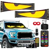 HCYHNB 2PCS 23"x5" Dual Sync Devil Eyes Windshield LED | High-brightness LEDs; App/Remote Operated; Custom text & animated pa