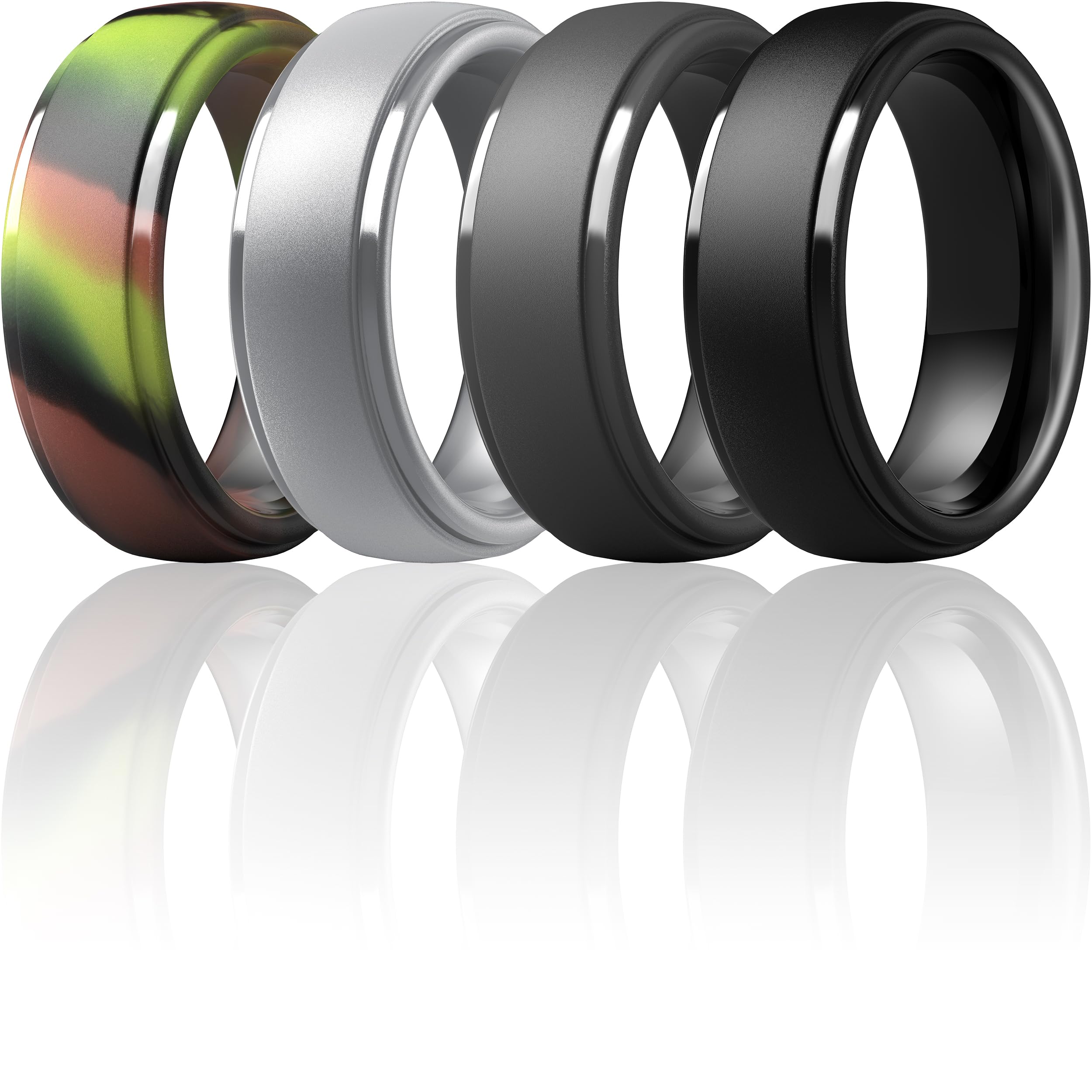 ThunderFit Silicone Ring Men, Step Edge Rubber Wedding Band, 10mm Wide, 2.5mm Thick, 11.5 - 12 (21.30mm), Silicone, No Gemstone