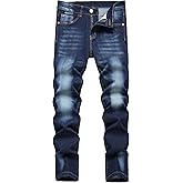 JUNBAOSS Men's Slim Fit Stretch Jeans Ripped Skinny Jeans for Men, Fashion Distressed Straight Comfort Flex Waist Pants