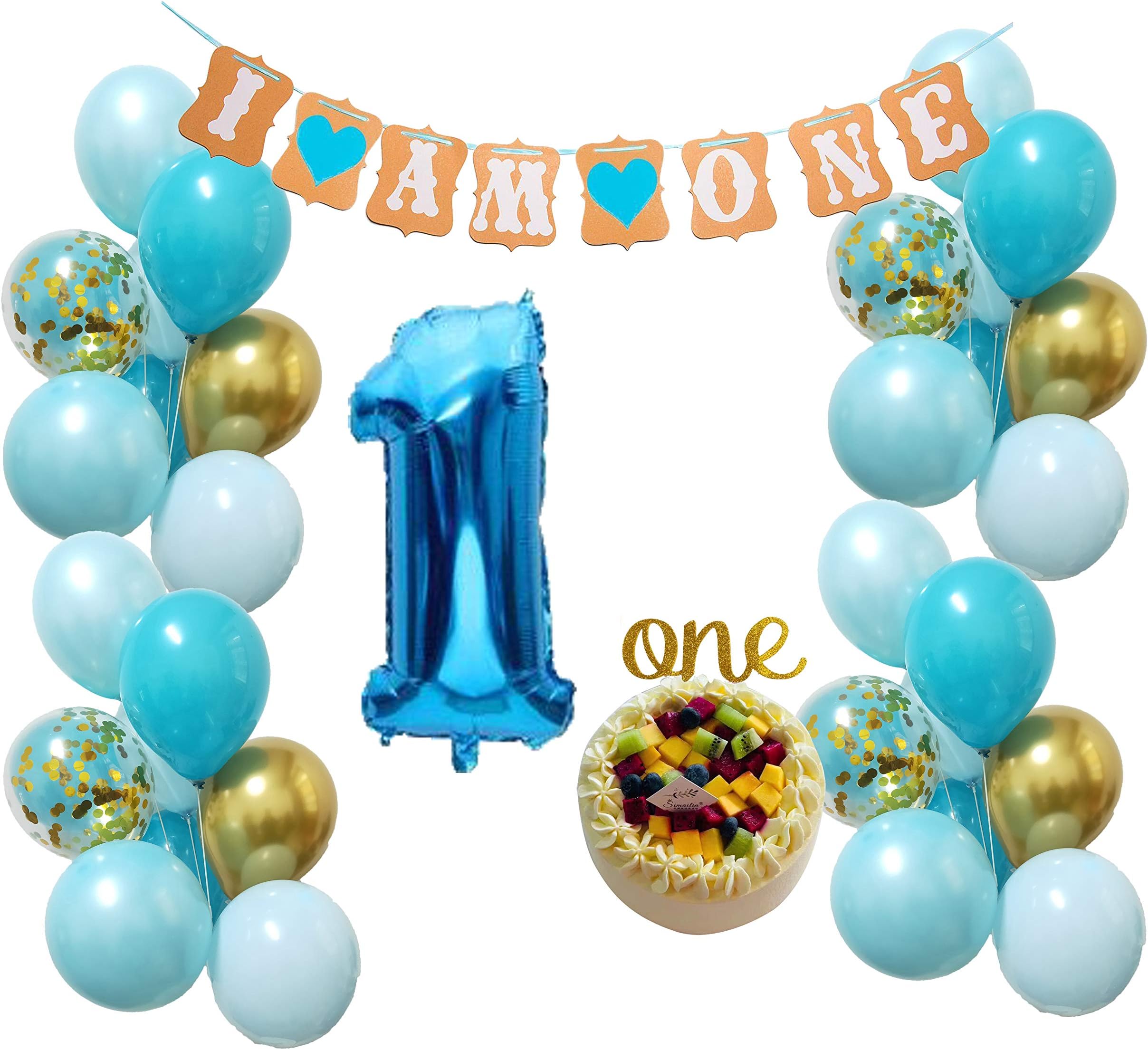 Baby 1st Birthday Decorations –Blue gold Balloons Kit for First Bday Party Supplies Decor for Boys Girls (blue + Gold)