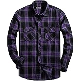 DELCARINO Mens Flannel Plaid Shirts Regual Fit Casual Long Sleeve Button Down Fleece Shirts