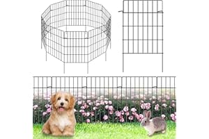 KYATE 25 Pack Decorative Garden Fence Total 27ft (L) x 24in (H) 1.44" Gap Metal Wire Rustproof Animal Barrier Dog Rabbit Fence Flower Bed Landscape Fencing Patio Yard Protection Fencing Border Black
