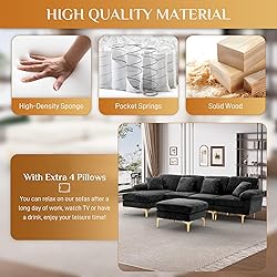 Wrofly U-Shaped Sectional Sofa Couch, 114" Comfy
