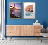YiPinYin Natural Wood Effect A2 Boxed Frames Set of 3 with Mounts for A3 view 5