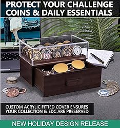Wooden Display Case with Clear Cover - Medium Coin