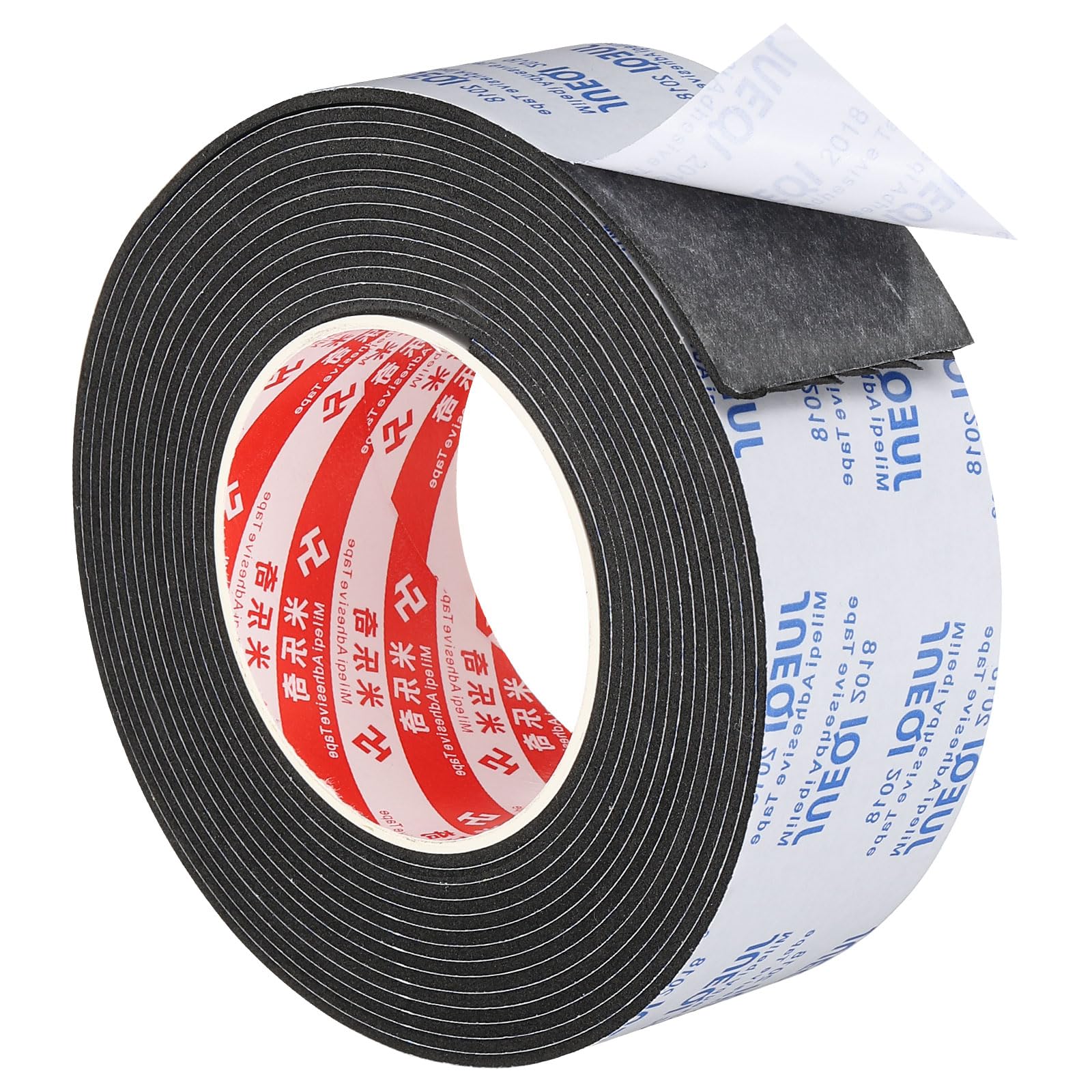 PATIKIL 5m/16.4ft Sealing Foam Tape, 50mm Wide 2mm Thick Single Sided Weather Stripping Door Furniture Seal Strip for Window Pipes Insulation, Black