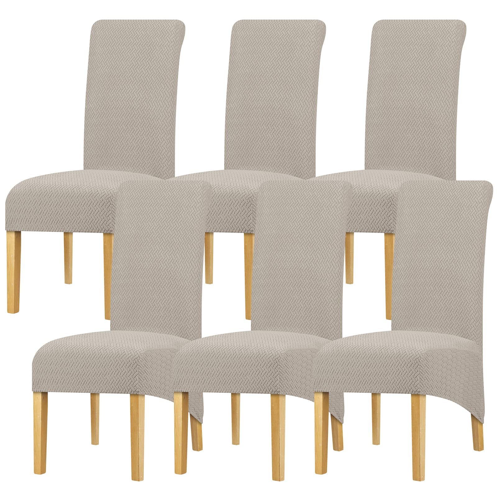 Leorate Large Size Dining Room Hotel Fleece Fabric Stretch Chair Cover Pack 2 4 Pack of 6 (1 Beige, Pack of 4) (Camel, 6PCS)