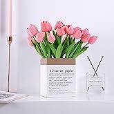DZRDYL 20pcs Pink Artificial Tulip Fake Flower 12.9 Inch Spring Mother's Day Easter Gift for Home Kitchen Wedding Decoration