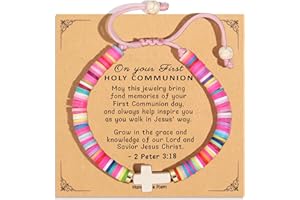 Drogomen First Communion Gifts for Girls, Catholic Cross Bracelet First Holy Communion Decorations Baptism Confirmation Gifts for Daughter Granddaughter Niece Goddaughter