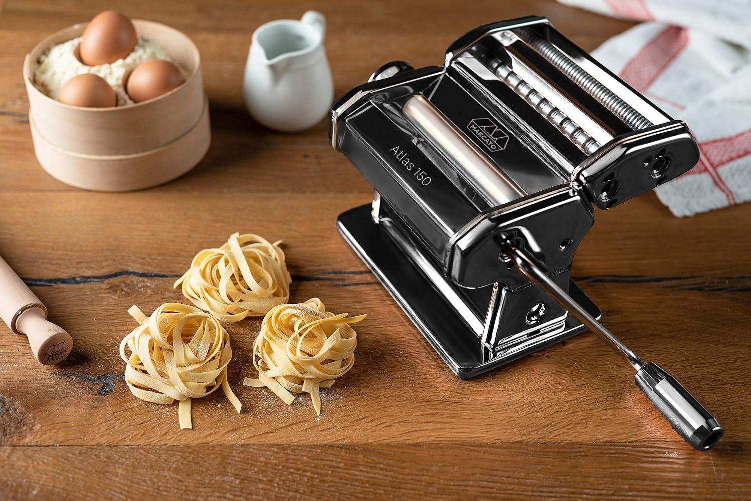 Marcato Pasta Machine, Pasta Maker, Pasta Roller, Anodised Aluminium, for Lasagna Fettuccine, Tagliolini - Image 3