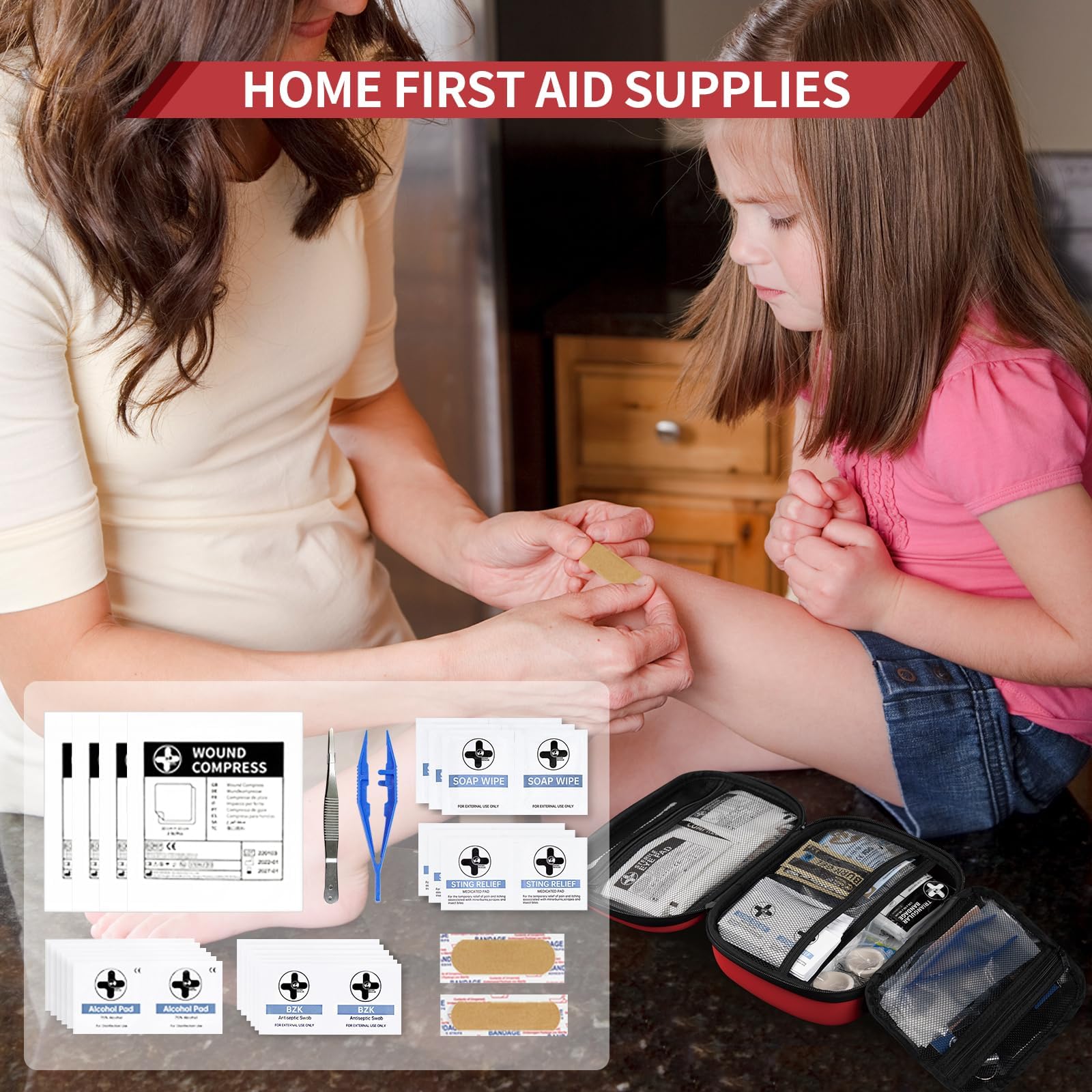 RHINO RESCUE 149 PCS Medium First Aid Kit, Water-Resistant Hard Case, Emergency Medical Supplies Bag for Camping, Hiking, Car, Travel, Home & Office