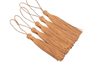 KONMAY 20pcs 3.5'' Small Silky Soft Craft Mini Bookmark Tassels with Loops for Jewelry Making, Gift Wrapping, Zipper Pull, Home Decor(Old Gold)