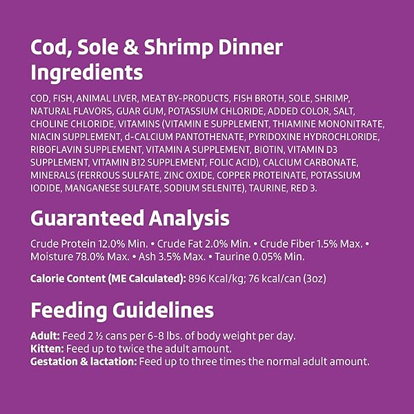 AMAZON BRAND – WONDER BOUND WET CAT FOOD, PATE, NO ADDED GRAIN, VARIETY PACK (COD, SOLE & SHRIMP, SALMON, WHITE FISH & TUNA), 3 OUNCE (PACK OF 24)