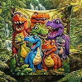 Cloud Soft Dinosaur Blanket, 3D Dinosaur Blanket for Boys & Girls, Cute Smiling Dinosaurs Print Flannel, Vibrant & Durable Dinosaurs Flannel Blanket for Kids Bed, Couch, Nap Time (1Pack, 40 × 60in)