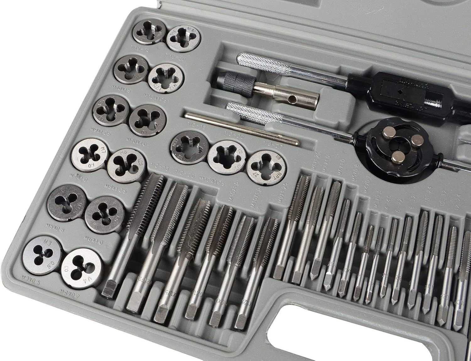 60 pcs Metric and SAE Alloy Steel Standard Internal and External Tap and Die Set Coarse and Fine Threads - Image 5