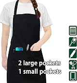 umboom 3 Pack Chef Apron Black Waterproof for Men Women Adjustable 3 Pocket view 5