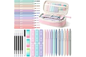 Four Candies 39 PCS Cute Stationery Set with Pencil Case, School Supplies with 5 Gel Pens & 6 Mechanical Pencils & 12 Highlig