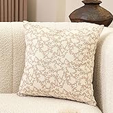 Amor Virisso Floral Pillow Covers 24x24 Couch Pillows for Living Room Bed Leaves Decorative Throw Pillow Covers Accent Farmhouse Neutral Pillow Covers 1PC, Cloud Cream