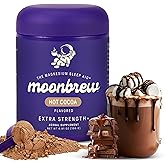 MoonBrew Nighttime Extra Strength Magnesium Hot Cocoa, Natural Sleep Aid Drink Mix for Adults - Calming Melatonin-Free Sleep Support - Hot Chocolate Powder with L-Theanine, Chamomile & Zinc Glycinate