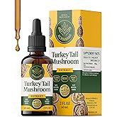 HERBAMAMA Turkey Tail Tincture - Vegan Immune Support & Digestive Cleanse with Turkey Tail Mushroom Extract Drops - Non-GMO, Alcohol & Sugar-Free Liquid Immunity Supplement, 28-Day Supply