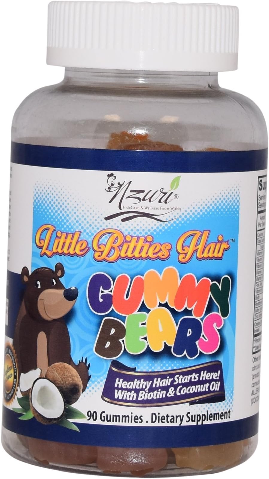 Nzuri Little Bitties Children Hair Vitamin Gummy Bears, 90 Gummies