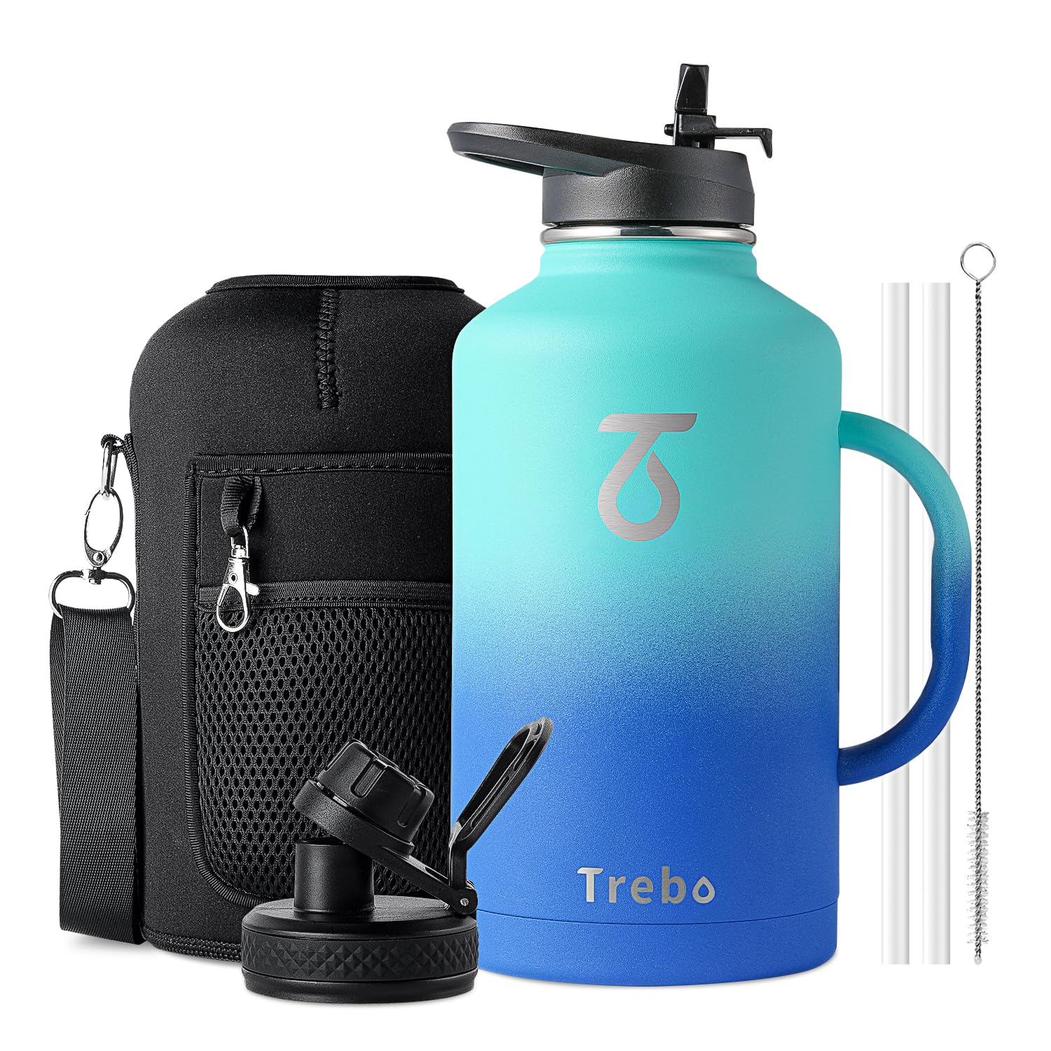 Trebo Stainless Steel 2L Insulated Bottle - Sports Bottle Keeps Water Cold for 48 Hours, Blue
