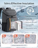 TOURIT Cooler Backpack 30 Cans Insulated Leakproof Lightweight Large Capacity view 3