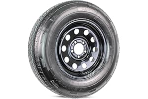 Radial ST 205/75R14 Rainier Trailer Tire On Rim 14X5.5 5-4.5 Load Range C Black Modular Wheel - 6 Year Warranty