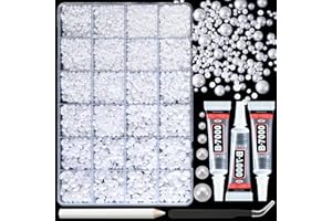 OPMADM 14000 Pcs Flat Back Pearls for Crafting with B7000 Glue White Half Pearl Beads for Jewelry Making Beads for Nails Party Face Clothes Shoe Balloon Birthday Decorations Cup DIY 2/3/4/5/6/8mm