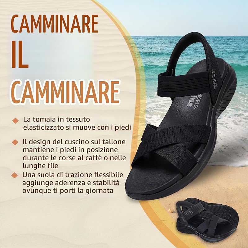 Ultra Flex 3.0-Never Netter Hands Free Slip-ins, Sandali Donna, Black Mesh/Gore, 38 EU