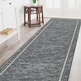 Homcomodar Runner Rug 65x240cm Grey Non Slip Washable Hallway Rug view 3