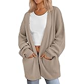 LILLUSORY Womens Oversized Cardigans Soft Knit Cardigan Sweater with Pockets