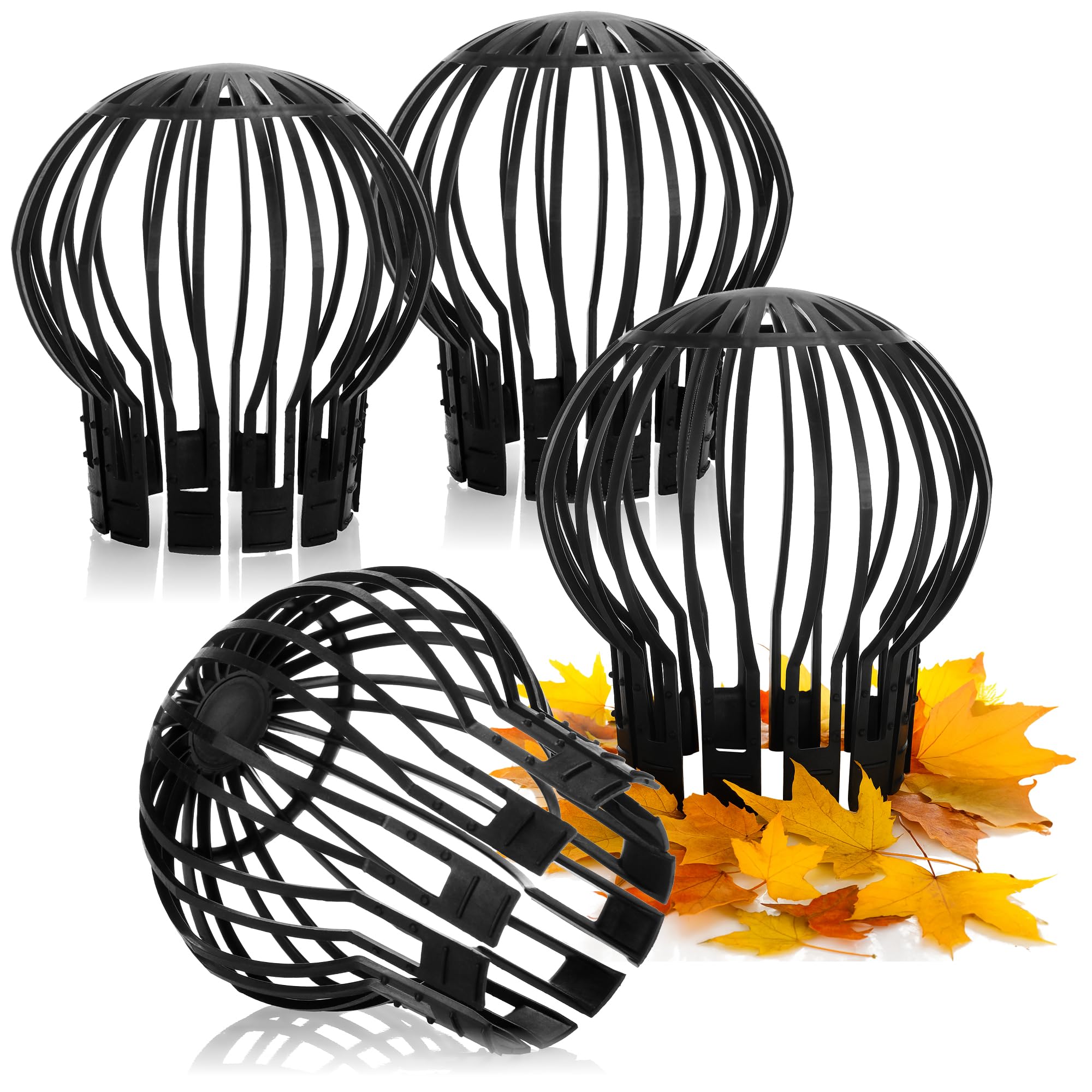 com-four® 4x gutter protection for downpipes, downpipe protection for leaves, leaves, branches - perfect as a leaf sieve, leaf sieve - approx. Ø 13.2 x 14.5 cm (Set 6 - Downpipe protection 4x) — image 1