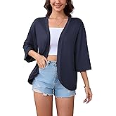 Women's Casual Lightweight Open Front Cardigans Soft 3/4 Bell Sleeve Cardigan Summer Cover Ups
